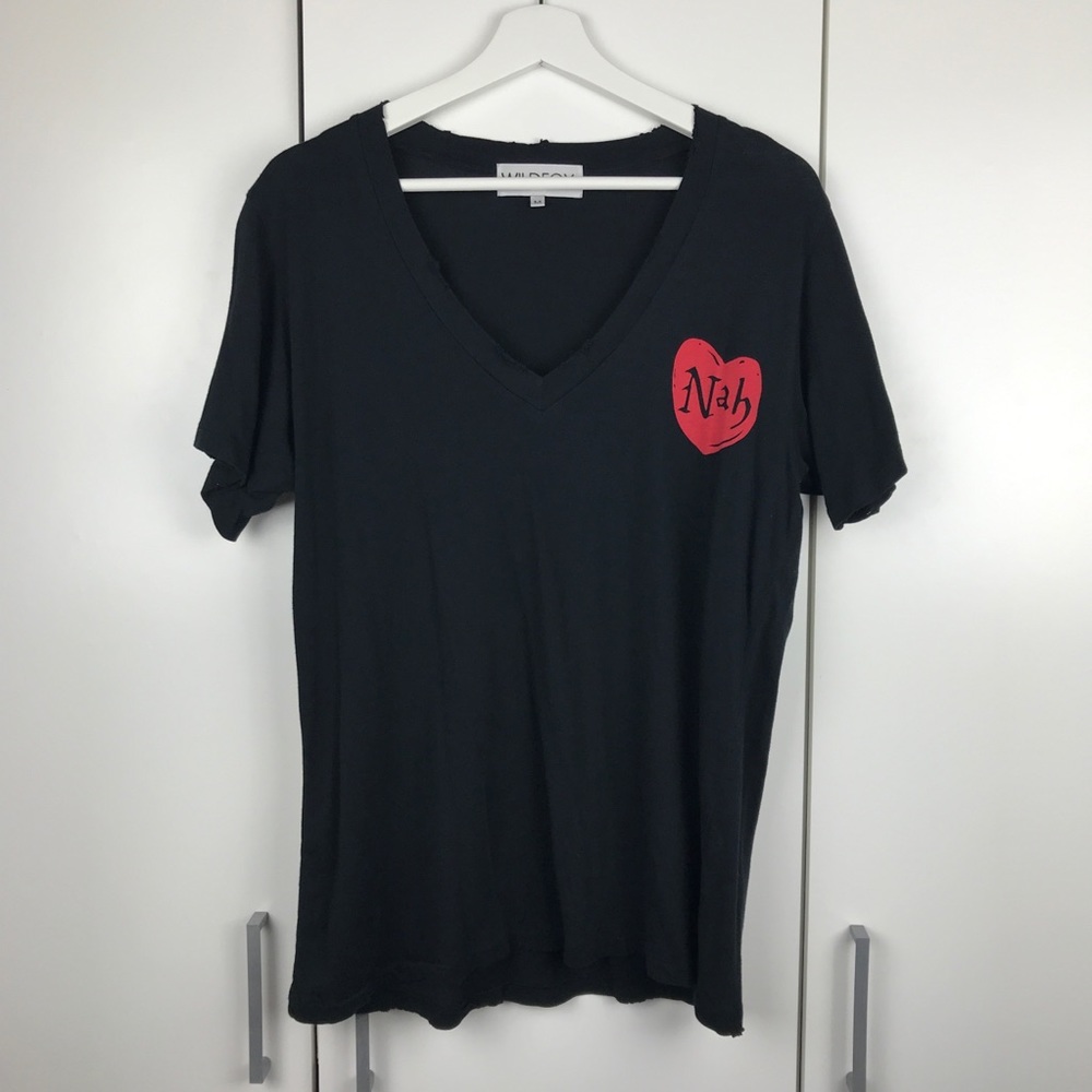 WILDFOX Black T-Shirt with a red heart “Nah”